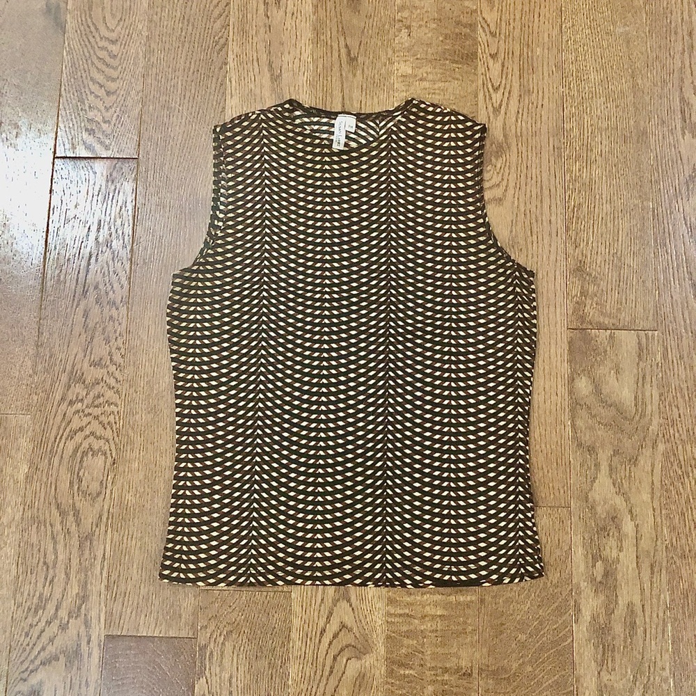 Susan Lawrence Black, Brown and Beige Patterned Tank Top